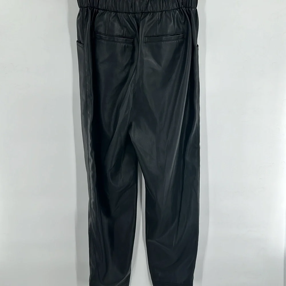 Madewell Vegan Leather Pull-On Paperbag Pants Black 0‎